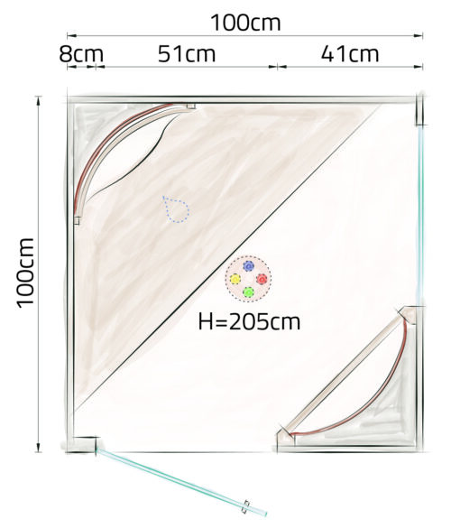 Ein Quadratmeter Grundfläche der Hydrosoft Antolani